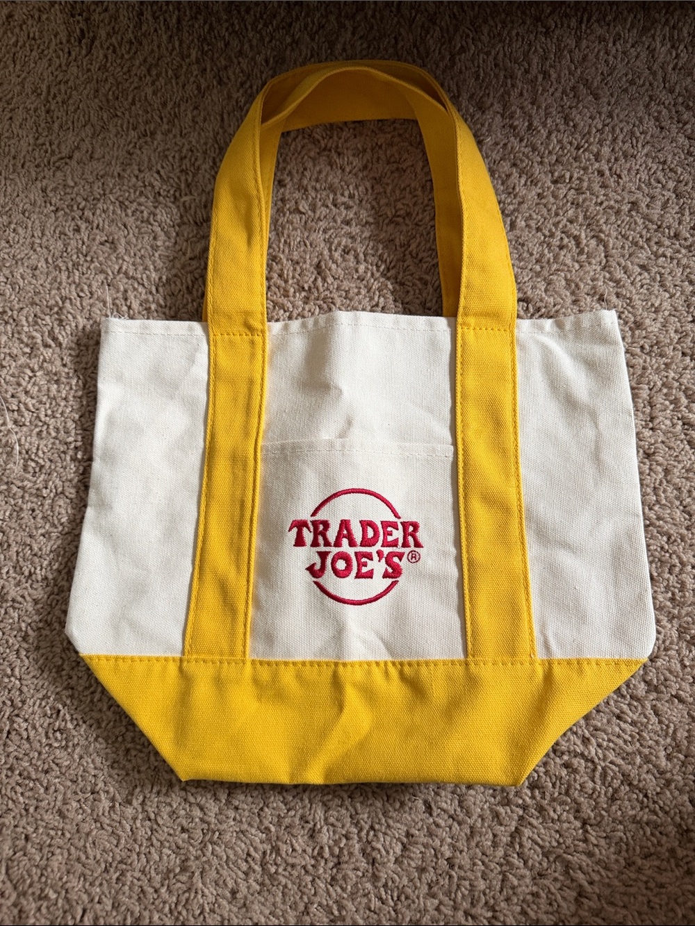 Trader Joe's Yellow & Cream Mini Canvas Tote